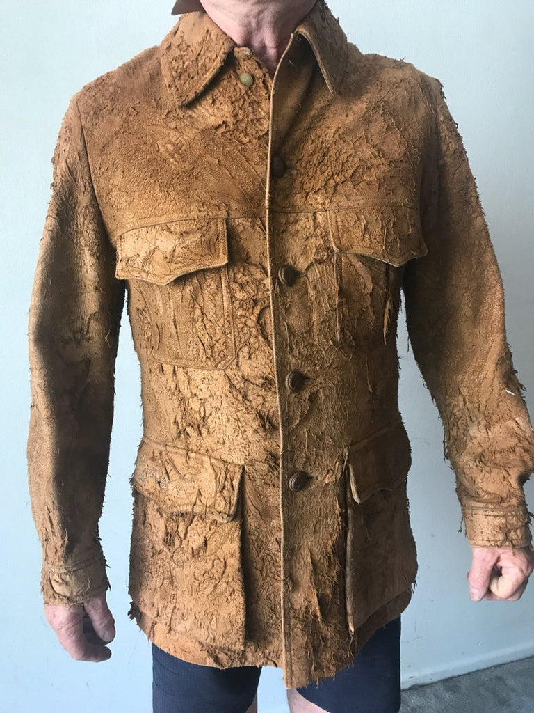 Vintage Jacket Brown Leather Sporty style Authentic Jacket with Pockets